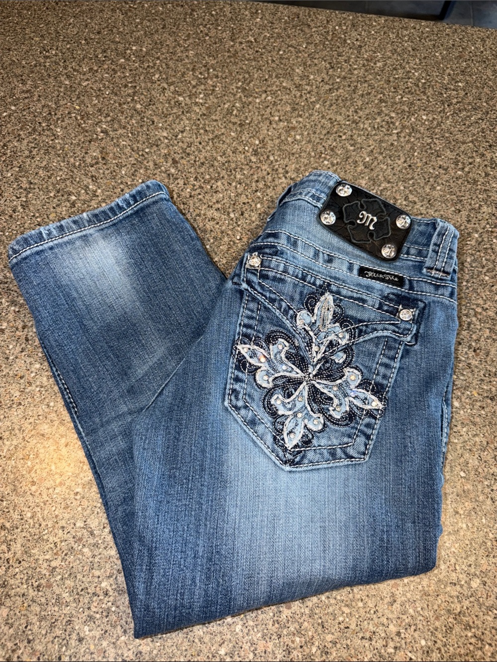 Miss Me y2k Capris with Embellished Back Pockets